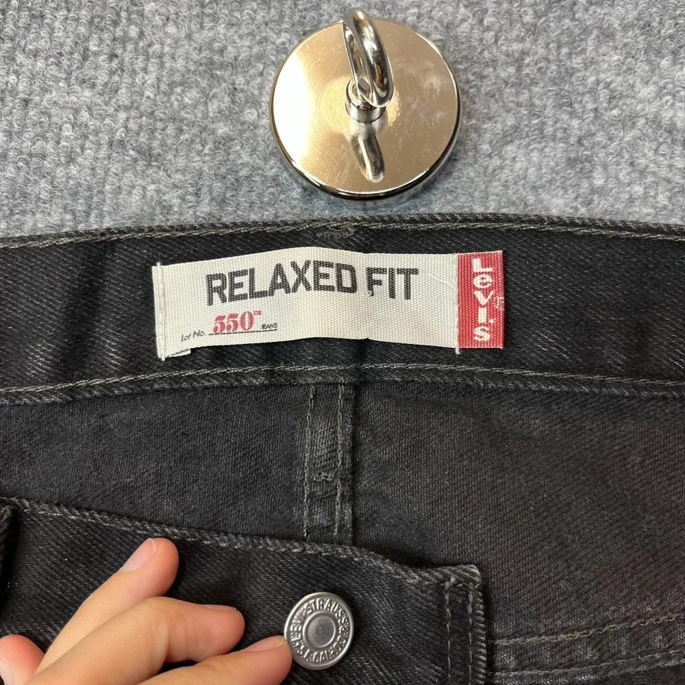 Levi's 550 Relaxed Fit Jeans Mens Black Denim Classic Straight Zip Fly - 36X28.5